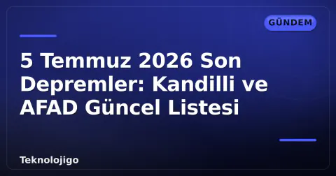 5 Temmuz 2026 Son Depremler: Kandilli ve AFAD Güncel Listesi
