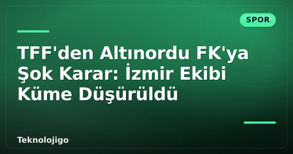 TFF'den Altınordu FK'ya Şok Karar: İzmir Ekibi Küme Düşürüldü TFF'den Altınordu FK'ya Şok Karar: İzmir Ekibi Küme Düşürüldü